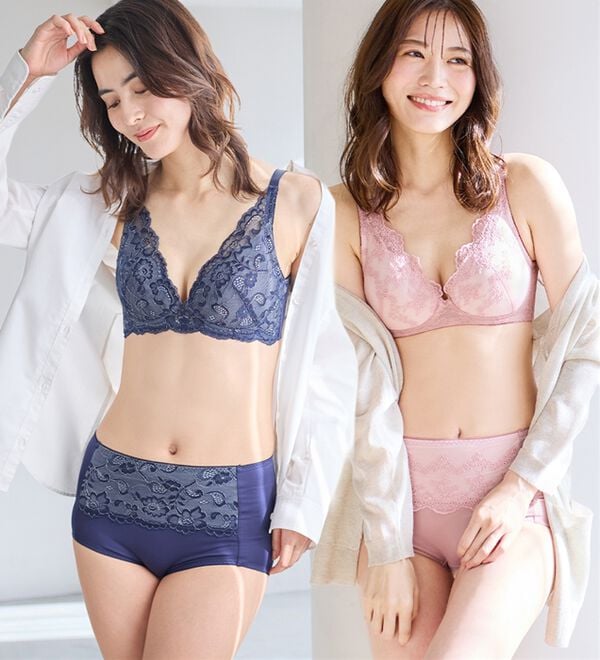 LAVIENNE（ラヴィエンヌ）の「【お得な上下セット】大人のプチプラ！ノンワイヤーブラ＆ショーツ（ブラジャー＆ショーツセット）」｜詳細画像