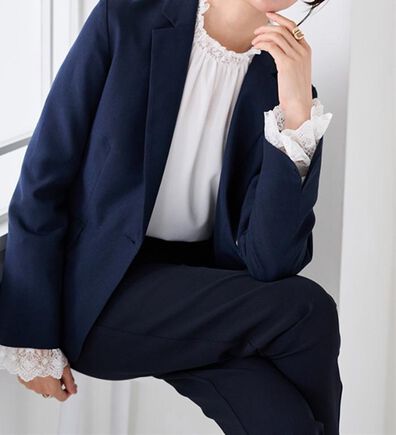RANAN（ラナン）の「【選べる衿】洗える！春夏ロングシーズン着用可能ベーシック２点ライトスーツ（パンツスーツ）」
