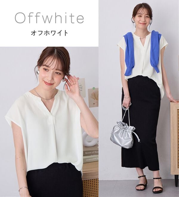 Viola e Viola（ヴィオラ エ ヴィオラ）の「さらさらＥＡＳＹスキッパーフレンチスリーブブラウス（ブラウス）」｜詳細画像