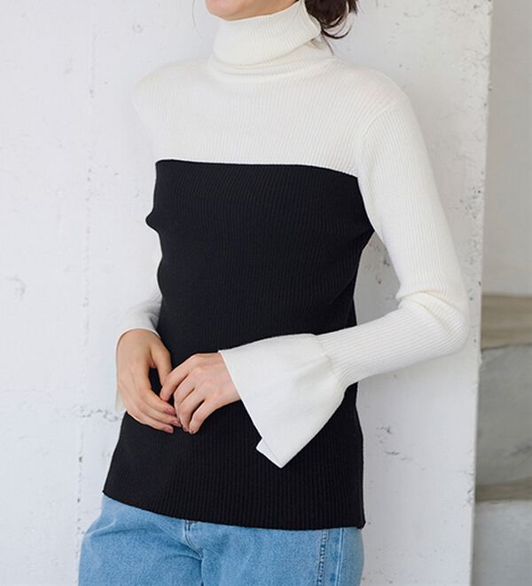 RANAN（ラナン）の「＜ムースタッチ＞洗える！バイカラータートルリブニット（ニット・セーター）」｜詳細画像