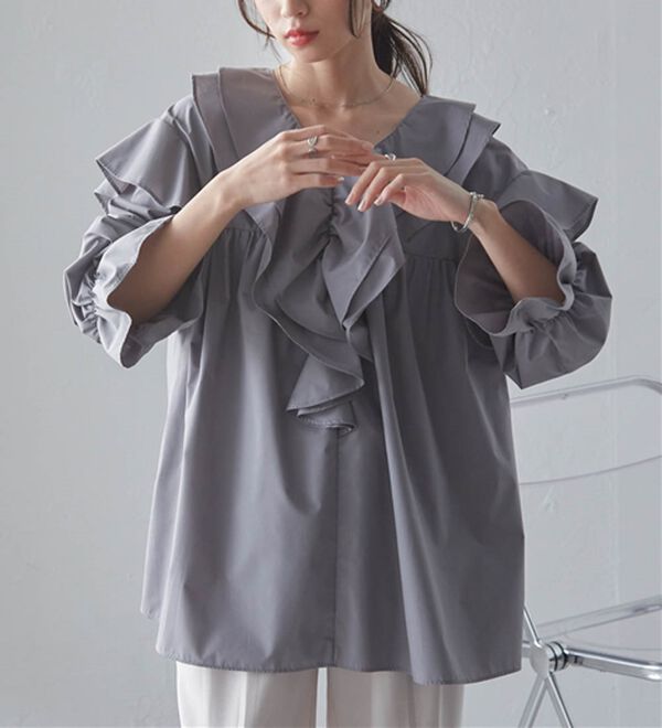 RANAN（ラナン）の「ビッグカラーフリルブラウス（ブラウス）」｜詳細画像