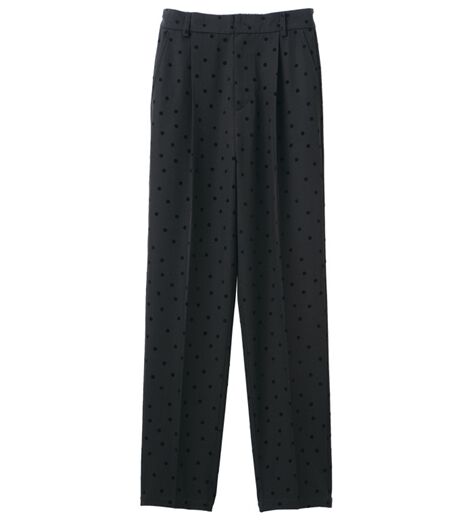 ドット柄 テーパード パンツ グレー×ブラック ヴィンテージ US古着 M セットアップOK⁄フロッキードットテーパードパンツ⁄ドット