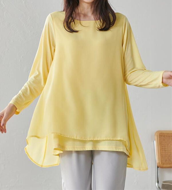 RANAN（ラナン）の「異素材切替フレアーチュニック（チュニック）」｜詳細画像