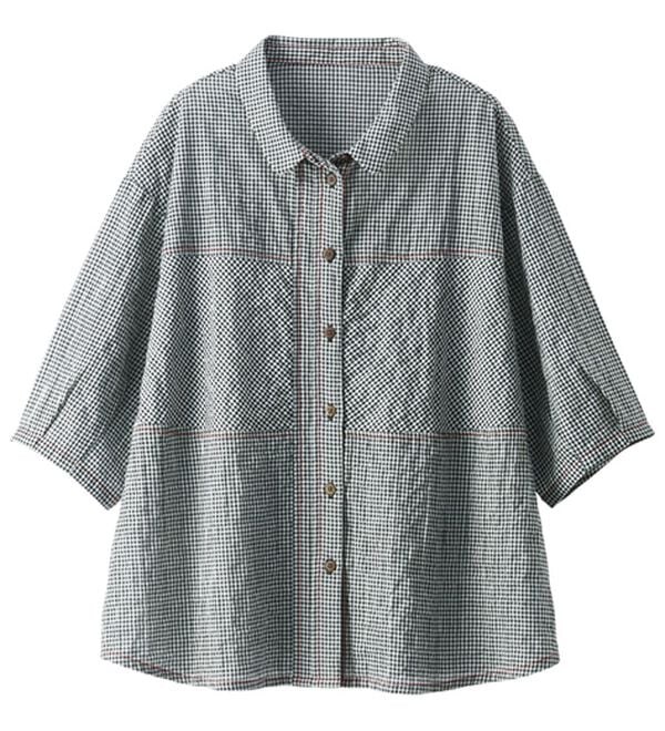 BELLUNA（ベルーナ）の「夏に嬉しいさらっと切替シャツブラウス（シャツ）」｜詳細画像