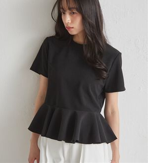 RANAN（ラナン）の「イレヘムペプラムTシャツ（カットソー）」｜ブラック