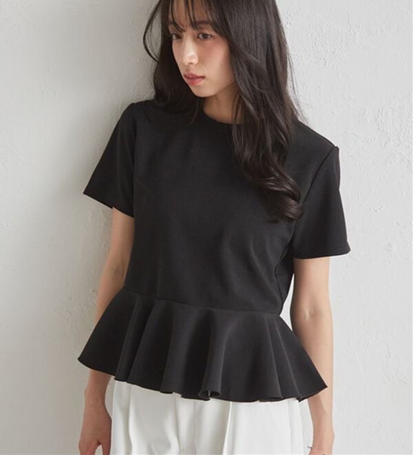 RANAN（ラナン）の「イレヘムペプラムTシャツ（カットソー）」｜ブラック