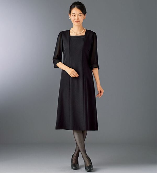 BELLUNA（ベルーナ）の「洗えるストレッチ！ロングジャケット細見えワンピースアンサンブル（ブラックフォーマル（喪服・礼服））」｜詳細画像