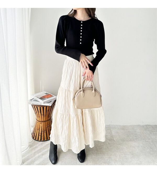 GeeRA（ジーラ）の「ボリュームスリーブ２ＷＡＹリブニット（ニット・セーター）」｜詳細画像