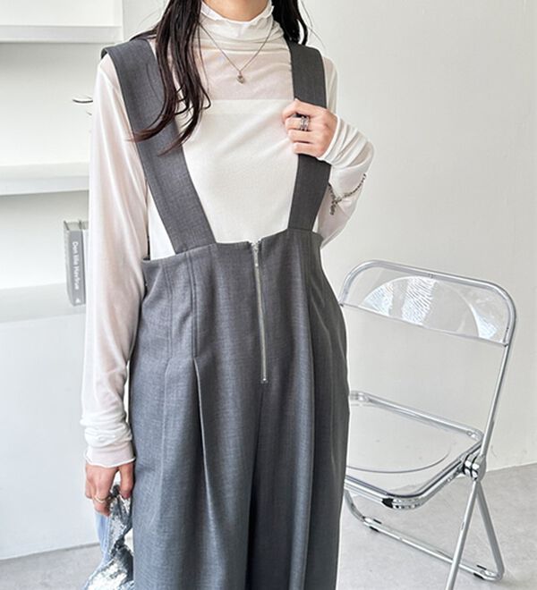 GeeRA（ジーラ）の「フロントジップハイウエストサロペット（オールインワン）」｜詳細画像