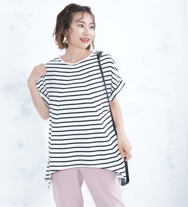 A HAPPY MARILYN（アハッピーマリリン）の「【麗シルエット】綿１００％ 変形パターンで目を惹くＡライン イレヘム チュニック（チュニック）」｜詳細画像