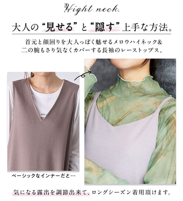 BELLUNA（ベルーナ）の「【重ね着インナー】シアー素材ハイネックインナープルオーバー（カットソー）」｜詳細画像