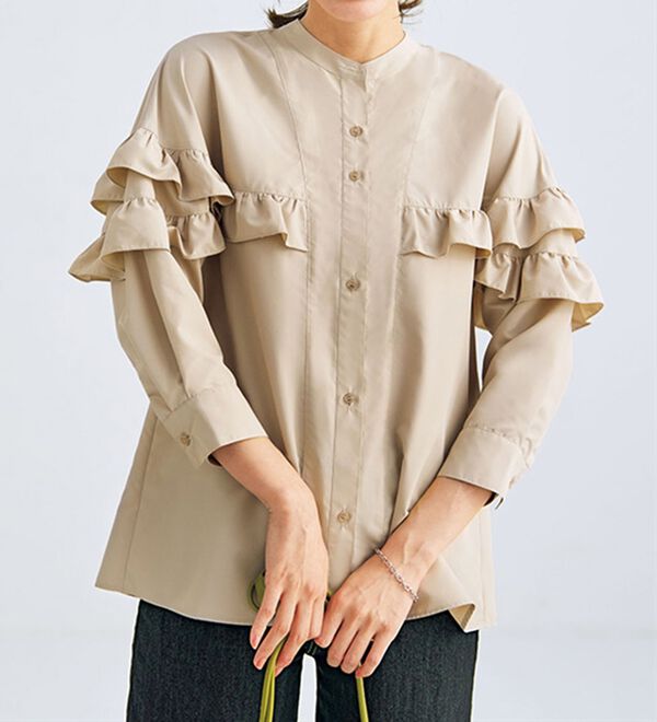 BELLUNA（ベルーナ）の「シャカ伸び！はっ水ティアードフリルブラウス（ブラウス）」｜詳細画像