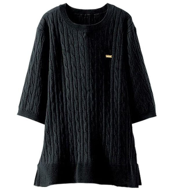 BELLUNA（ベルーナ）の「軽やか綿混！ケーブルニットプルオーバー（ニット・セーター）」｜詳細画像
