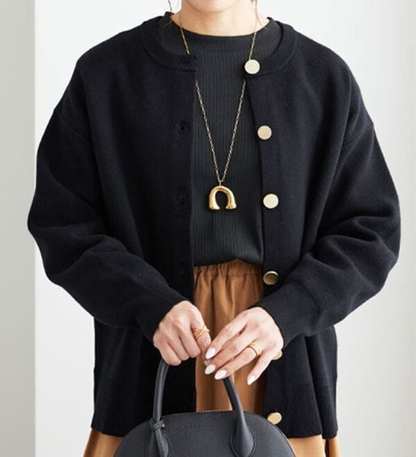 【GALENA /ガレナ 】美品★ ラクーンニット カーディガン ブラック mikuさんコラボ ]金ボタンシャギーニットカーディガン [C6781