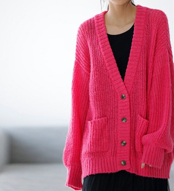 RANAN（ラナン）の「モヘアライクニットカーディガン（ニットカーディガン）」｜ピンク