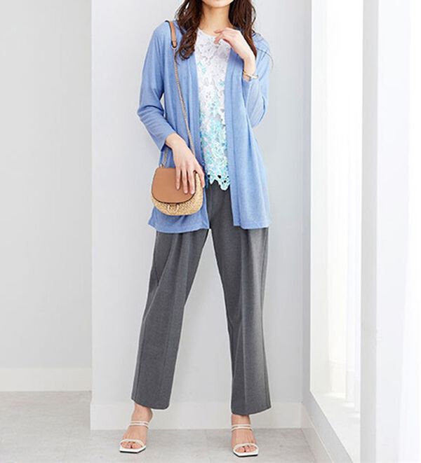 BELLUNA（ベルーナ）の「花柄プリントレースカーディガンアンサンブル（アンサンブル）」｜詳細画像