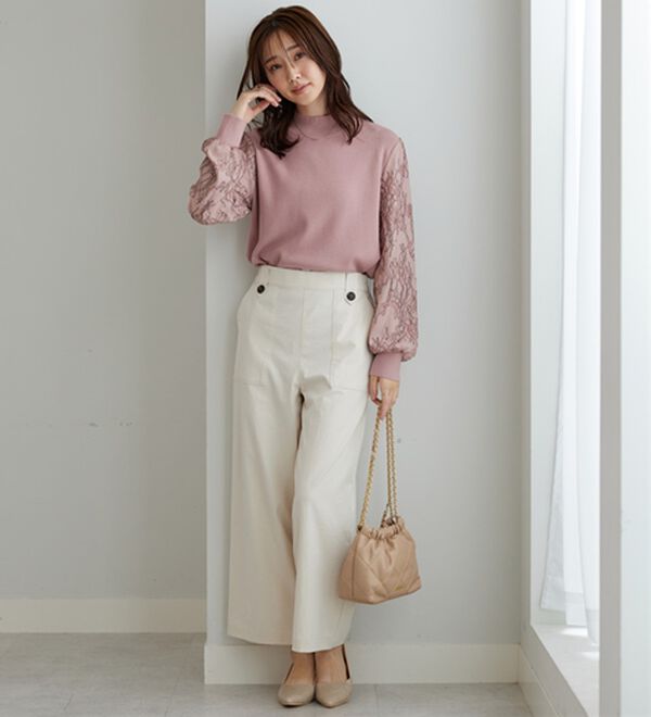 BELLUNA（ベルーナ）の「《快適Ｌａｂ．》サラもち！快適ビンテージ調素材ワイドパンツ（ワイドパンツ・ガウチョ）」｜詳細画像