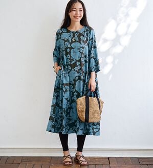 BELLUNA（ベルーナ）の「＜＆ｃｏｃｏｃｈｉ＞ひんやり冷感素材花柄ティアードワンピース（シャツワンピース）」｜詳細画像