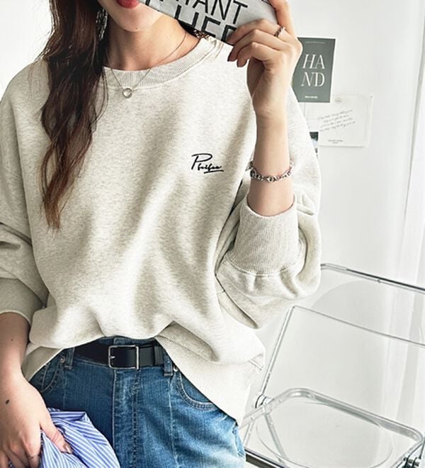 GeeRA（ジーラ）の「ロゴ＆ハート刺しゅう裏起毛スウェット（トレーナー・スウェット）」｜詳細画像