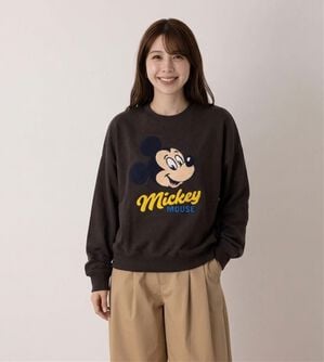 「＜Disney＞【ミッキー＆ミニー】サガラ刺しゅうゆったり裏毛トレーナー（カットソー）」｜スミクロ（ミッキー）