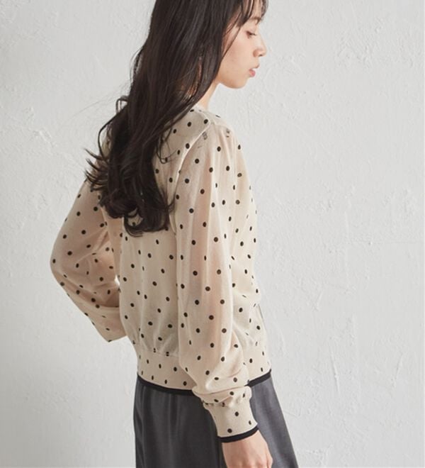 RANAN（ラナン）の「レイヤード風バイカラーシアーカーデ（ニットカーディガン）」｜詳細画像