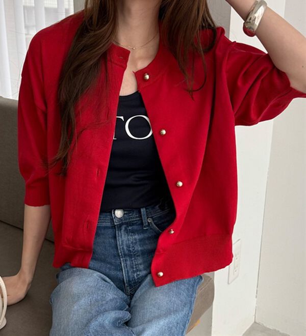 GeeRA（ジーラ）の「メタルボタンスポンディッシュカーディガン（ニットカーディガン）」｜詳細画像
