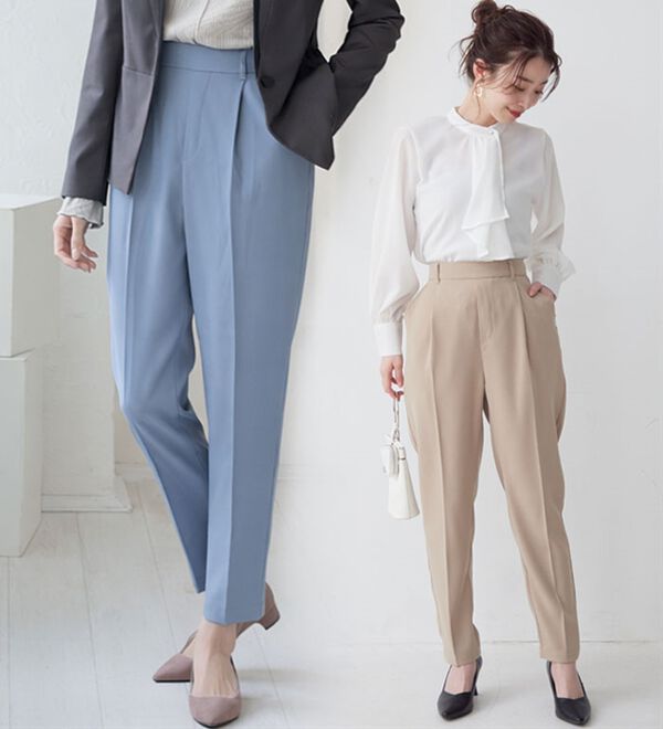 A HAPPY MARILYN（アハッピーマリリン）の「【Ｌ～６Ｌ】＜低身長さん高身長さん対応＞スラっと美脚ストレッチテーパードパンツ（テーパードパンツ）」｜詳細画像