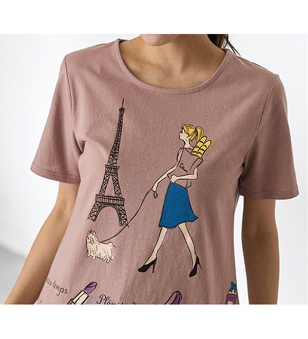 BELLUNA（ベルーナ）の「綿１００％ロング丈プリントＴシャツ（Tシャツ）」｜詳細画像