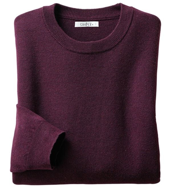 「＜シンプル＆プラス＞毎日着たいシンプルニット（メンズニット・セーター）」｜ワイン