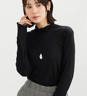 BELLUNA（ベルーナ）の「シアーリブ素材メロー使いプルオーバー（カットソー）」｜黒