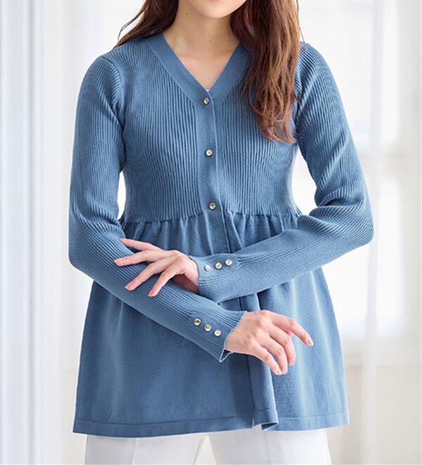 LOUNIE V ネックペプラムニットカーディガン　新品　26SS Vネックペプラムニットカーディガン｜LOUNIE（ルーニィ）公式サイト
