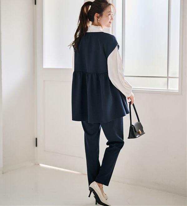 RANAN（ラナン）の「洗える！ペプラムギャザーベストセットアップ（パンツスーツ）」｜詳細画像