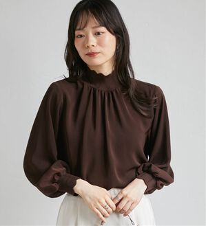 RANAN（ラナン）の「スカラップリブニット使いブラウス（ブラウス）」｜ブラウン