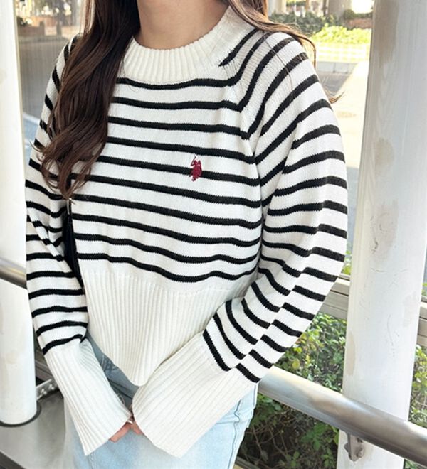 GeeRA（ジーラ）の「【ＵＳ．ＰＯＬＯ　ＡＳＳＮ】ショート丈ニット（ニット・セーター）」｜詳細画像