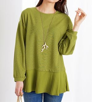 BELLUNA（ベルーナ）の「かのこ素材裾プリーツプルオーバー（カットソー）」｜ライムイエロー
