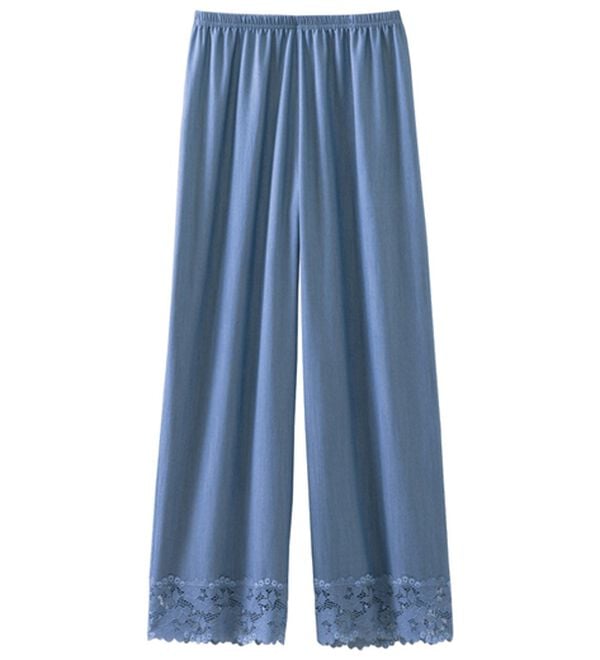 LAVIENNE（ラヴィエンヌ）の「裾魅せデニムライクペチパンツ（肌着・インナーウェア）」｜デニムブルー