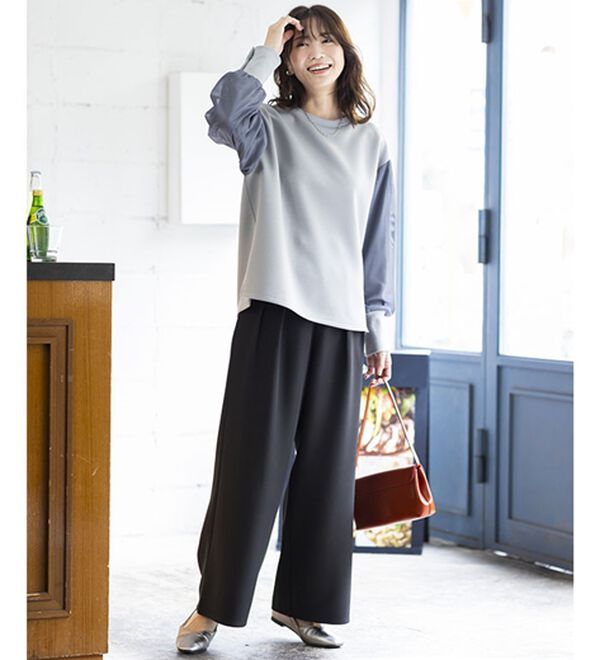 BELLUNA（ベルーナ）の「上品ツータックワイドパンツ（ワイドパンツ・ガウチョ）」｜詳細画像