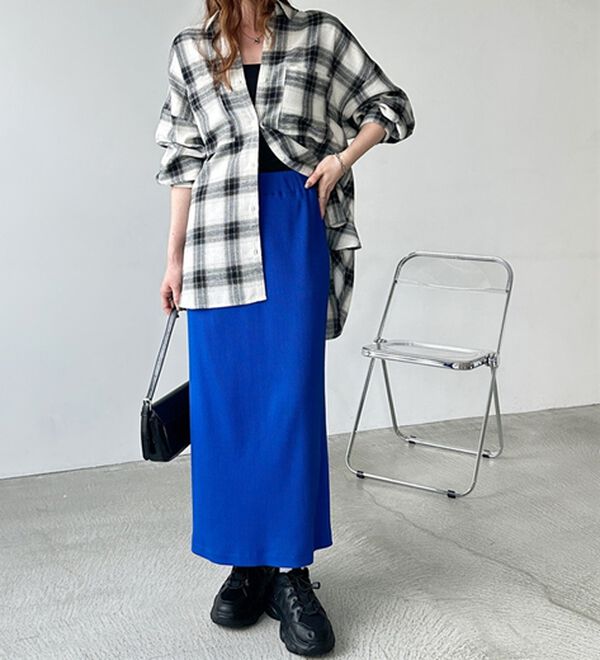 GeeRA（ジーラ）の「【着回し力◎】楽ちんすっきり見え！リブロングスカート（ロングスカート）」｜詳細画像