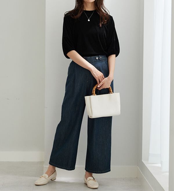 BELLUNA（ベルーナ）の「ベロア素材ふんわり袖プルオーバー（カットソー）」｜詳細画像