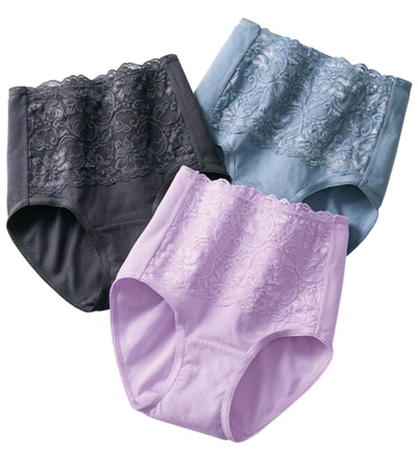 LAVIENNE（ラヴィエンヌ）の「【３色組】選べるこだわり綿混ショーツ（ブラジャー）」｜お腹レース