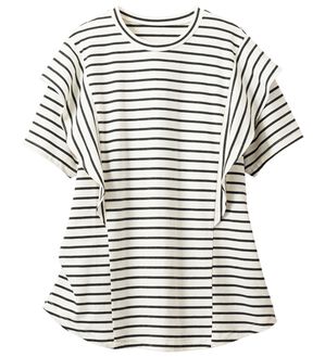 ルフラン（ルフラン）の「ちょい洒落＊ラッフルショルダーＴシャツ（Tシャツ）」｜ボーダー