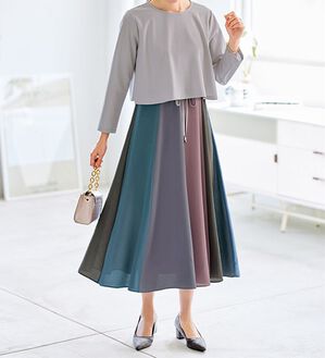 BELLUNA（ベルーナ）の「春を彩る配色ドッキングワンピース（ドッキングワンピース）」｜詳細画像