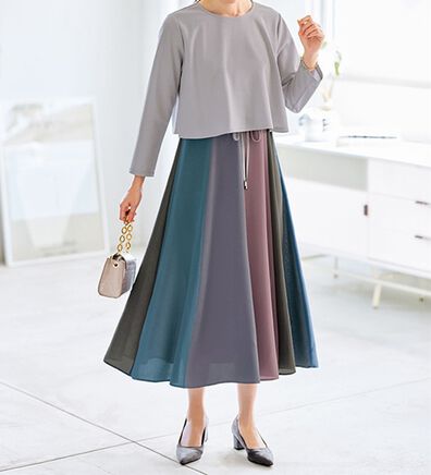 BELLUNA（ベルーナ）の「春を彩る配色ドッキングワンピース（ドッキングワンピース）」