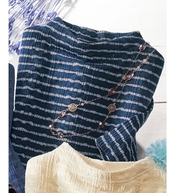 ルフラン（ルフラン）の「涼やかジャカード柄プルオーバー（カットソー）」｜ネイビー系