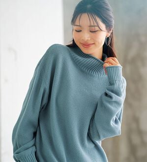 BELLUNA（ベルーナ）の「肌と仲良くなれる鹿のこ編ウォッシャブルニット（ニット・セーター）」｜サックス