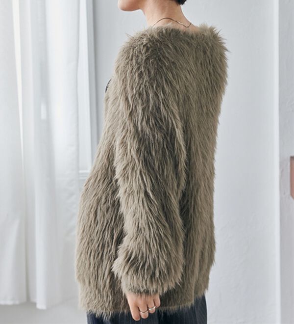 RANAN（ラナン）の「ロングフェザーシャギーオーバーカーデ（ニットカーディガン）」｜詳細画像