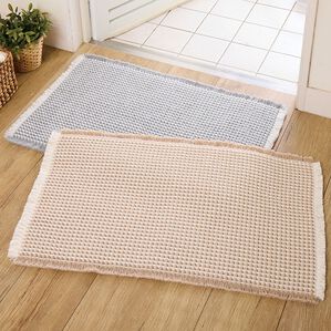 「厚手のワッフル織バスマット大判２色組（バスマット）」｜詳細画像