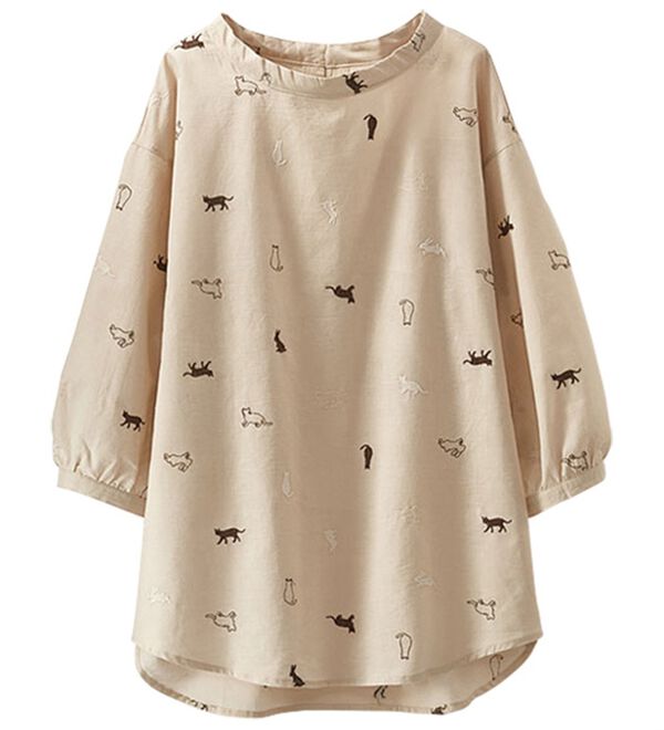 BELLUNA（ベルーナ）の「配色アニマル刺しゅうブラウス（ブラウス）」｜詳細画像