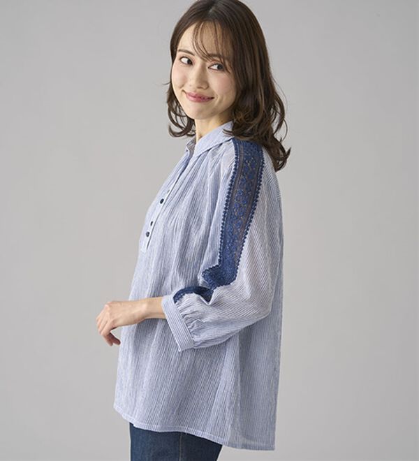 BELLUNA（ベルーナ）の「暑い夏に着たい！涼やか綿１００％ブラウス（ブラウス）」｜詳細画像