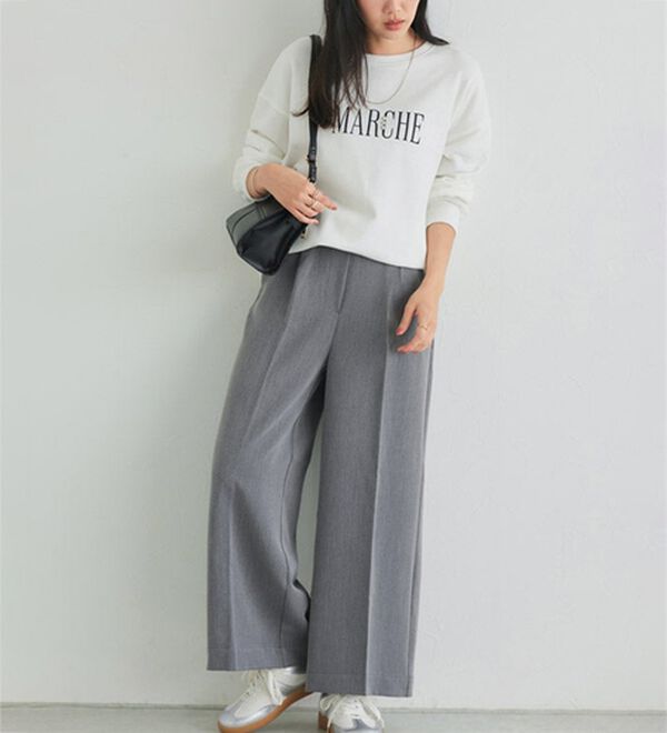 Pierrot（ピエロ）の「【選べる丈】楽ちんきれい高見えワイドパンツ（ワイドパンツ・ガウチョ）」｜詳細画像